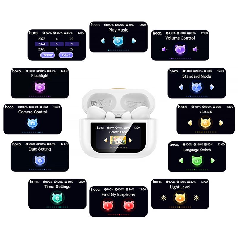 Бездротові TWS навушники Hoco EW88 Rampino with Touch Screen ANC на малюнкі №6