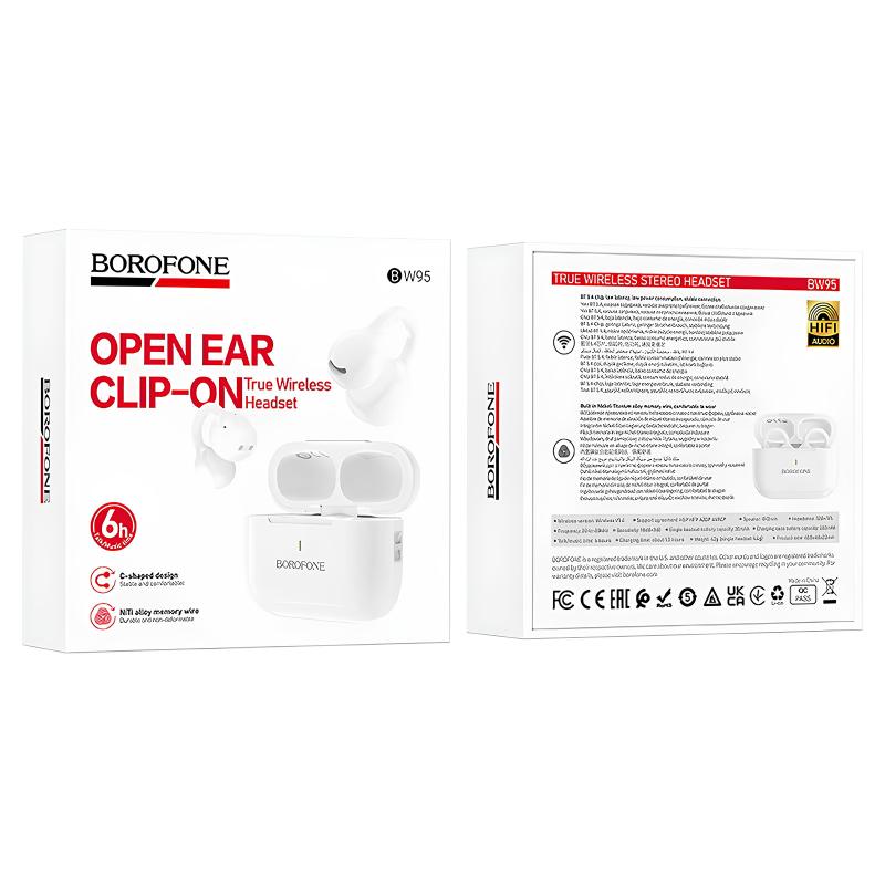 Бездротові TWS навушники Borofone BW95 Cancion clip-on на малюнкі №3