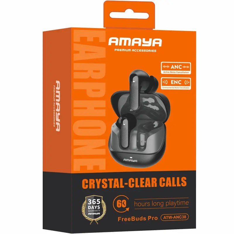 Беспроводные TWS наушники Amaya ANC38 ANC+ENC, Black 1, купить оптом с доставкой