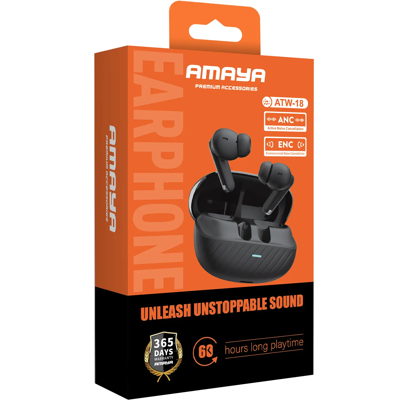 Беспроводные TWS наушники Amaya ATW-18 ANC+ENC, Black 1, купить оптом с доставкой