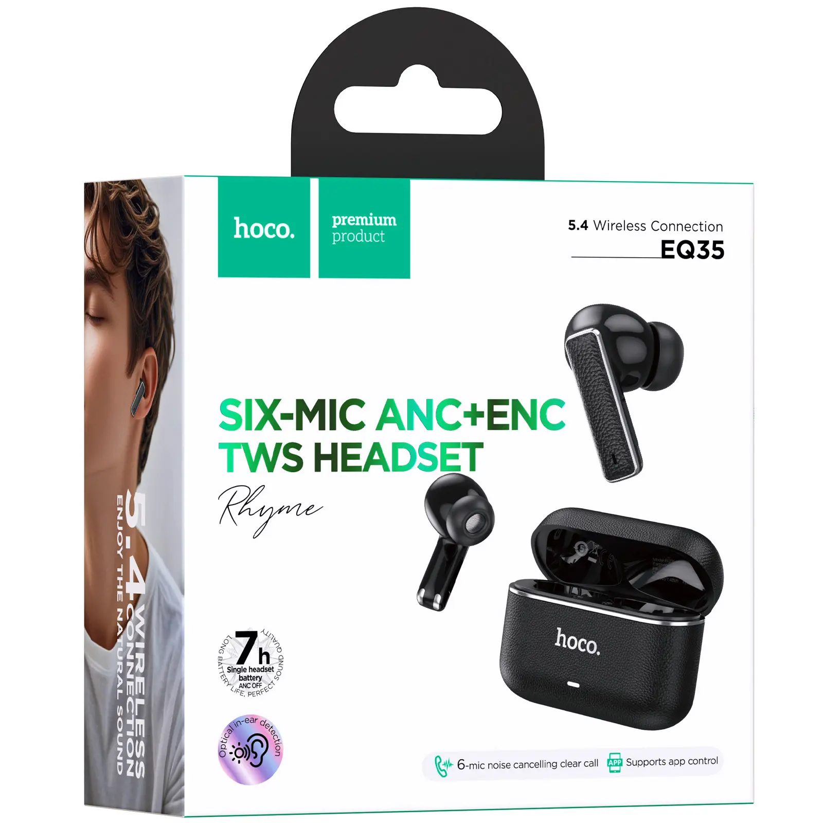 Беспроводные TWS наушники Hoco EQ35 Rhyme ANC+ENC (App), Black 2, купить оптом с доставкой