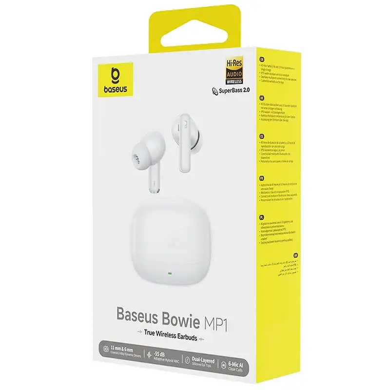 Беспроводные TWS наушники Baseus Bowie MP1 (A00106), Moon White 3, купить оптом с доставкой