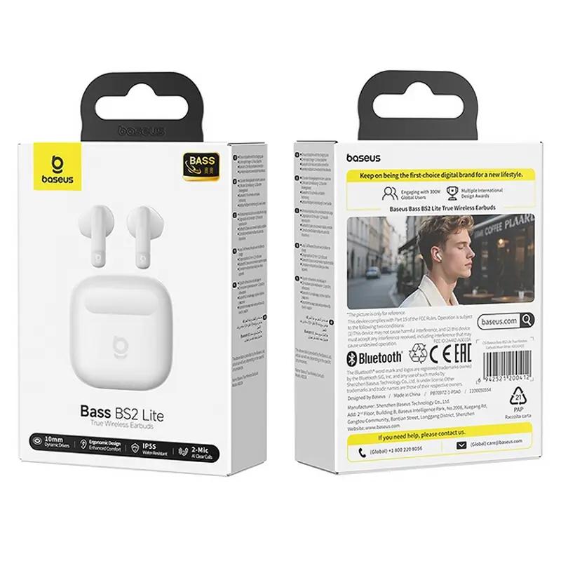 Бездротові TWS навушники Baseus Bass BS2 Lite (A0010A), Moon White 4, купити оптом з доставкою