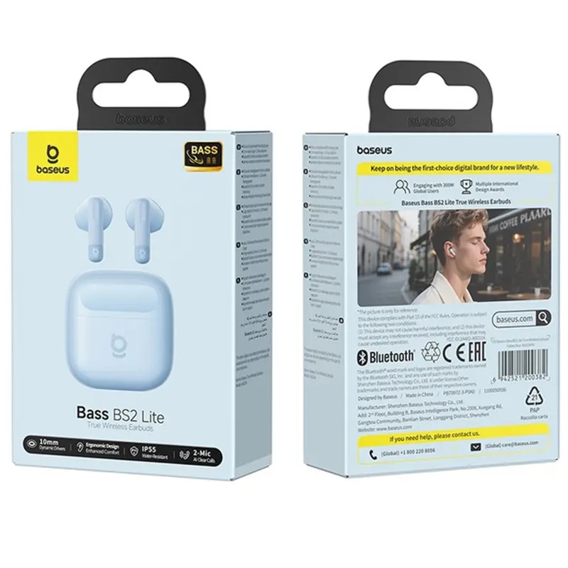 Бездротові TWS навушники Baseus Bass BS2 Lite (A0010A), Galaxy Blue 4, купити оптом з доставкою