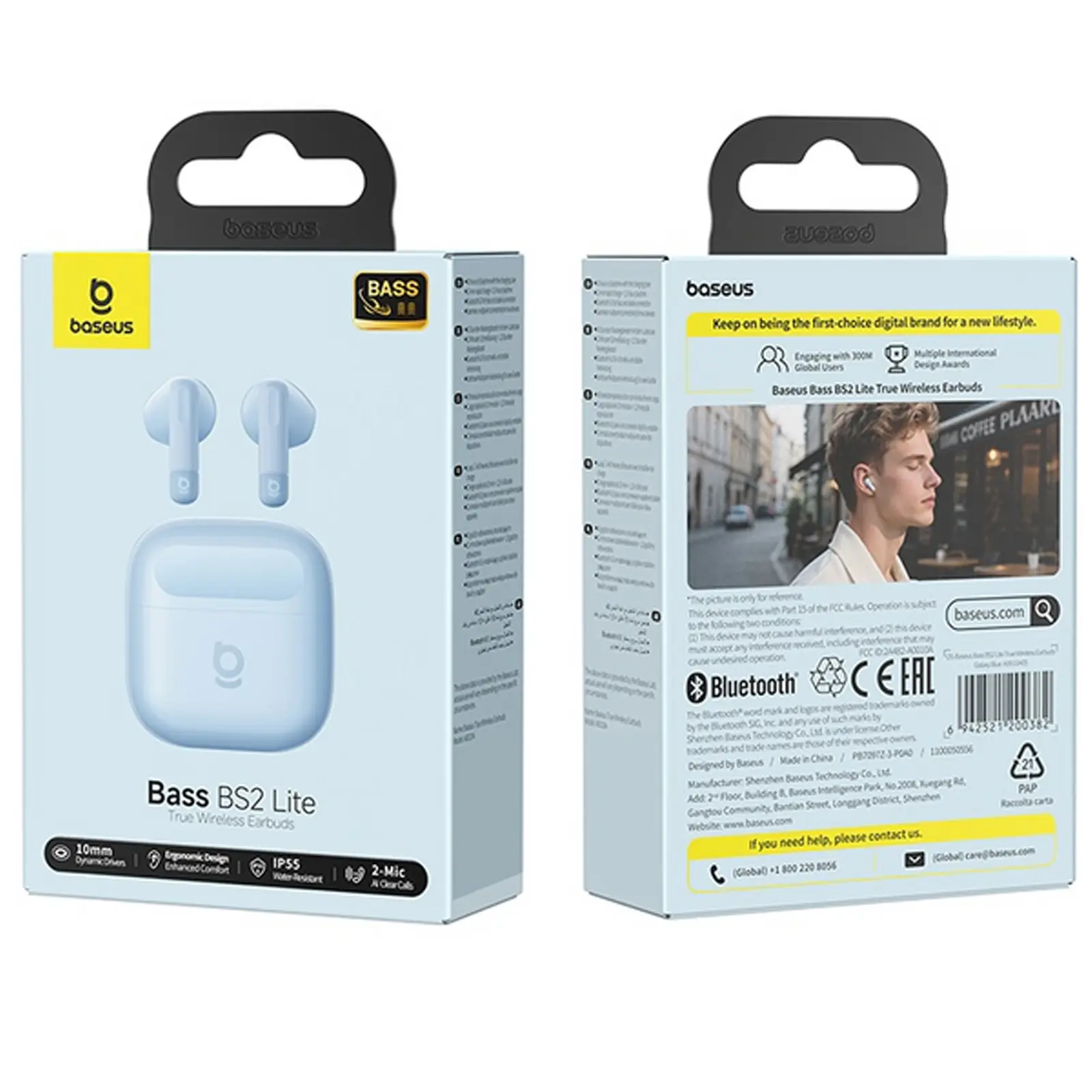 Бездротові TWS навушники Baseus Bass BS2 Lite (A0010A), Galaxy Blue 4, купити оптом з доставкою