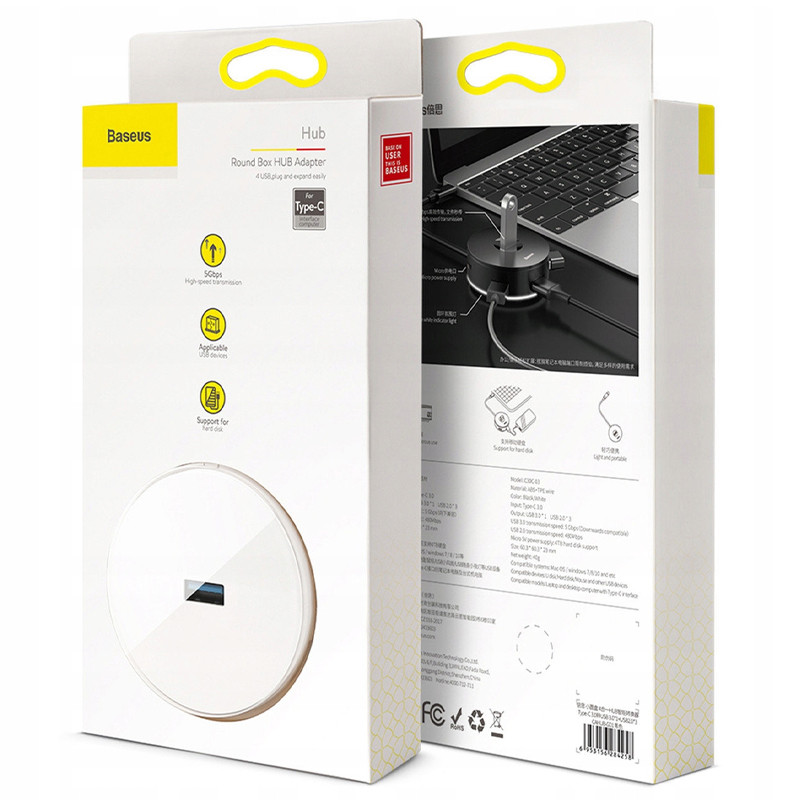 Перехідник HUB Baseus Round Box Type-C to USB 3.0 + 3USB 2.0 (CAHUB-G) на малюнкі №4