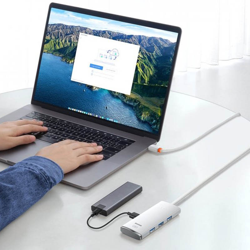 Перехідник HUB Baseus Lite Series 4-Port Type-C HUB Adapter (Type-C to USB 3.0*4) 25cm (WKQX) дивитися фото №4