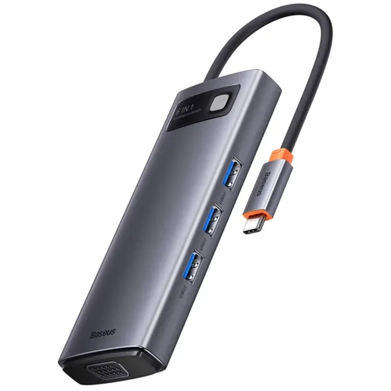 Переходник HUB Baseus Metal Gleam Series 6-in-1 Multifunctional Type-C (WKWG080013), купить оптом с доставкой
