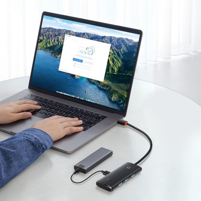 Перехідник HUB Baseus Lite Series 4in1 (Type-C to 4xUSB 3.0) 25cm (WKQX03), Black 6, купити оптом з доставкою