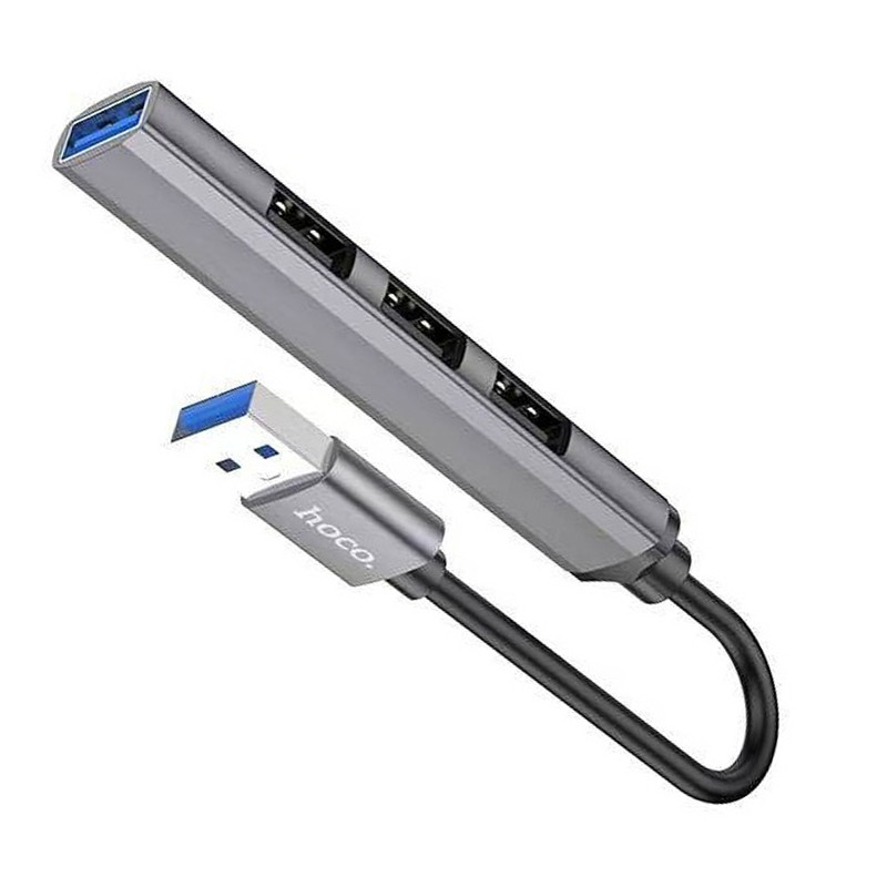 Перехідник Hoco HB26 4in1 (USB to USB3.0+USB2.0*3), Metal gray 1, купити оптом з доставкою
