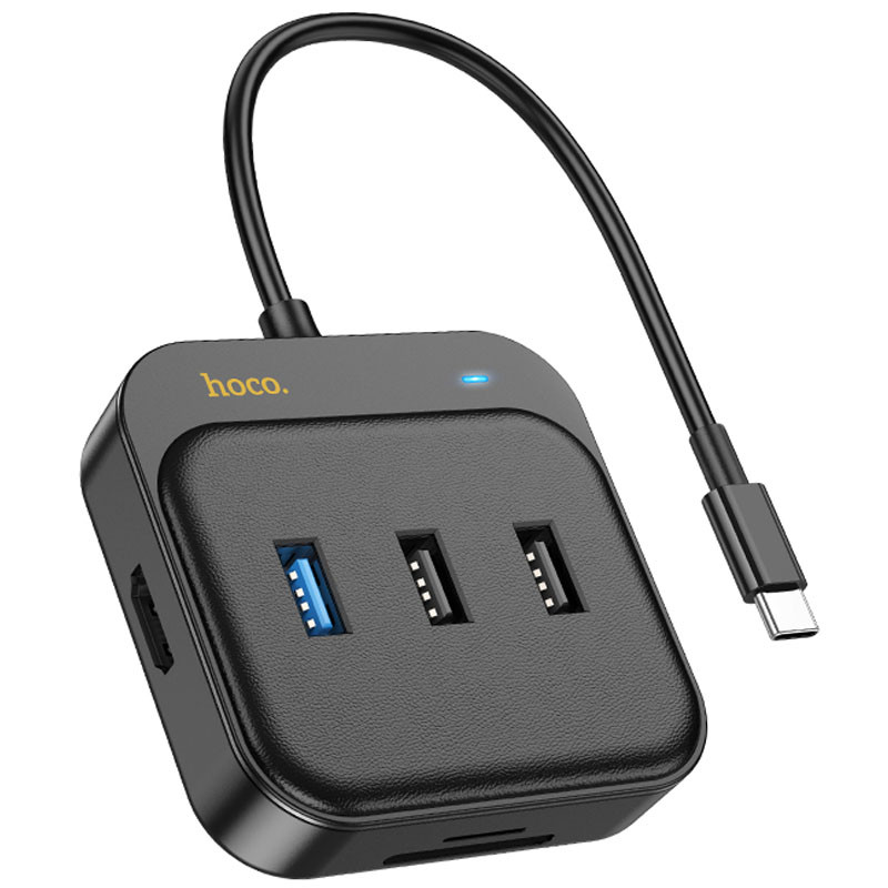 Перехідник HUB Hoco HB38 Easy link 7-in-1 Multiport Adapter(HDTV+SD/TF+USB3.0+USB2.0*2+PD100W) дивитися фото №1