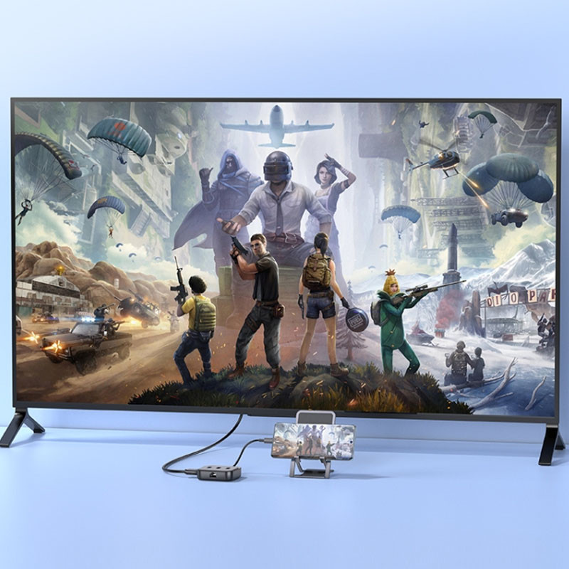 Перехідник HUB Hoco HB37 Easy link 6-in-1 Multiport Adapter (HDTV+RJ45+USB3.0+USB2.0*2+PD100W) дивитися фото №7