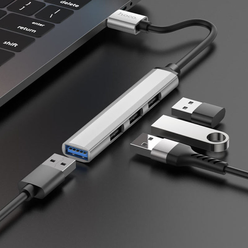 Перехідник Hoco HB26 4in1 (USB to USB3.0+USB2.0*3) дивитися фото №3