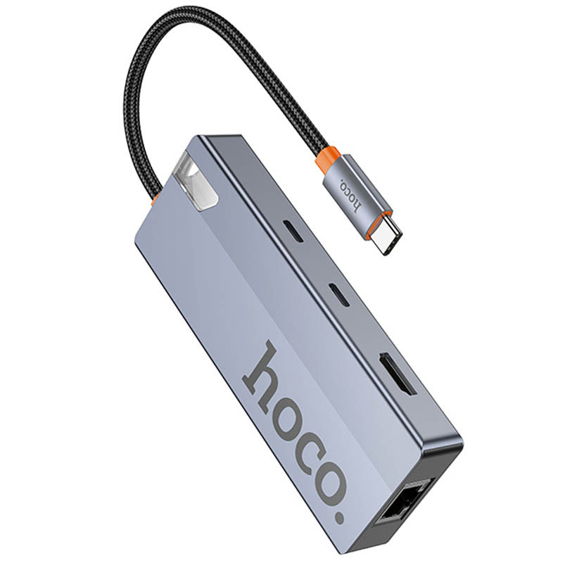 Перехідник HUB Hoco HB52 Wow 8in1 (Type-C to HDTV+RJ45+SD/TF+PD+Type-C3.0+2xUSB3.0) на малюнкі №2