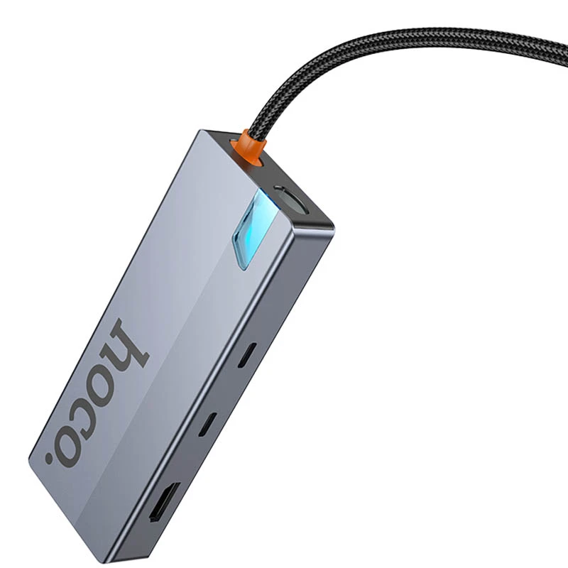 Перехідник HUB Hoco HB52 Wow 8in1 (Type-C to HDTV+RJ45+SD/TF+PD+Type-C3.0+2xUSB3.0), Deep space gray 2, купити оптом з доставкою