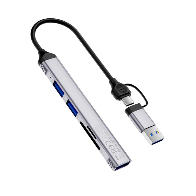 Перехідник HUB WIWU Wi-HB003 ZOLO 5 in 1 (USB-C/USB-A to 2xUSB2.0+1xUSB3.0+SD/TF) на малюнкі №2