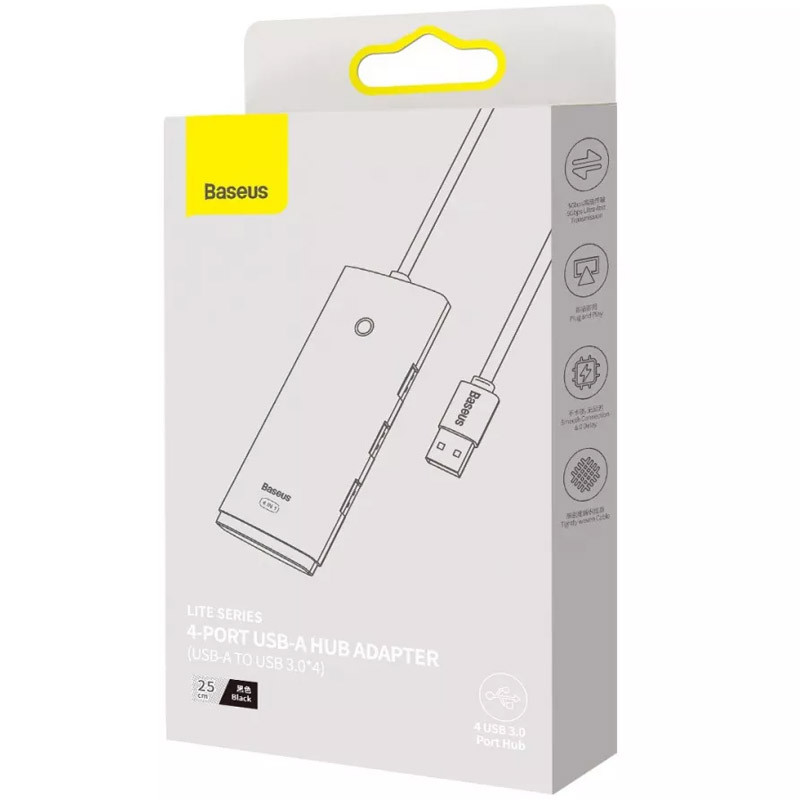 Перехідник HUB Baseus Lite Series 4in1 (USB-A to USB3.0*4) (0.25m) (WKQX03) на малюнкі №6
