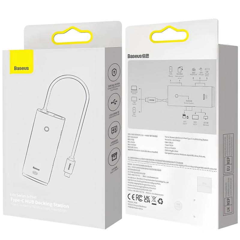 Перехідник HUB Baseus Lite Series 6in1 (Type-C to HDMI+2xUSB3.0+Type-C Data+SD/TF) (WKQX050001) на малюнкі №4