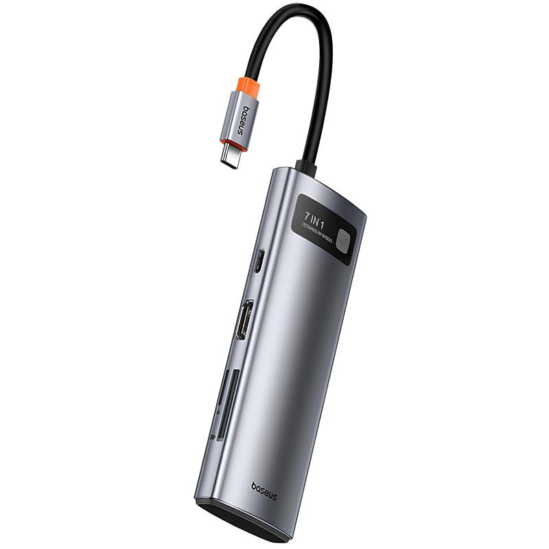 Перехідник HUB Baseus Metal Gleam Series 7-Port Clarity (Type-C to HDMI+USB3.0*3+PD+SD/TF) (B000307) на малюнкі №3