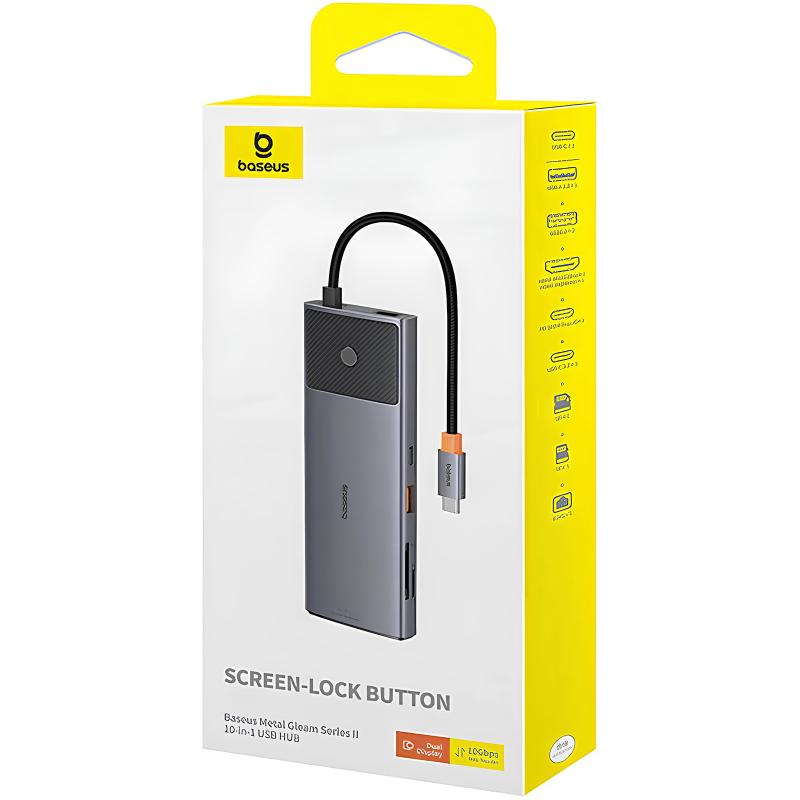 Перехідник HUB Baseus Metal Gleam II OS 10in1 Dual Display (B00061800123-01) на малюнкі №5