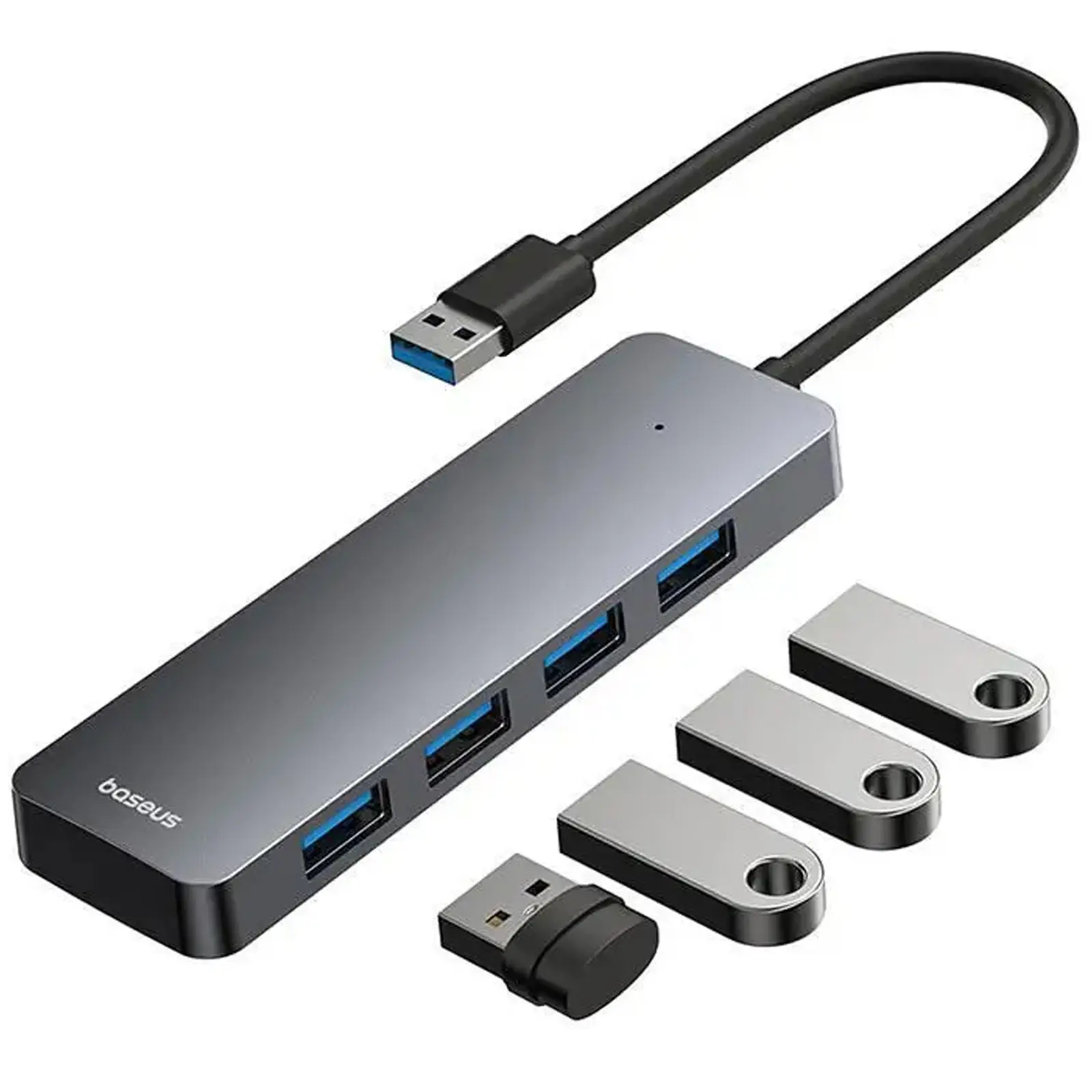 Переходник HUB Baseus UltraJoy Series Lite 4-Port (USB-A to 4xUSB3.0+Type-C) (1m) (B0005280B811-02), Space Grey 1, купить оптом с доставкой