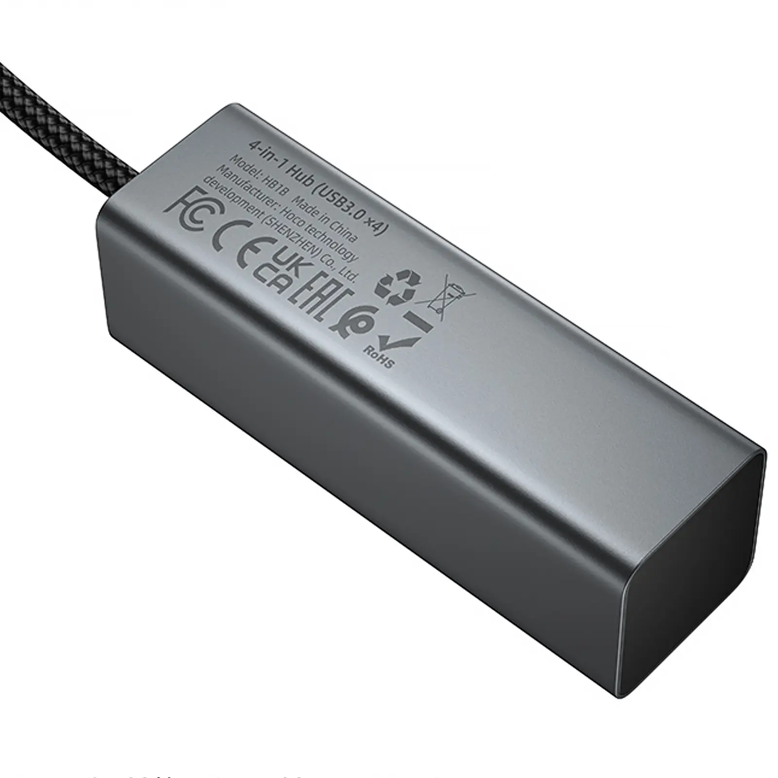 Перехідник HUB Hoco HB1B 4in1 (USB to 4xUSB 3.0) (0.2m), Metal gray 4, купити оптом з доставкою