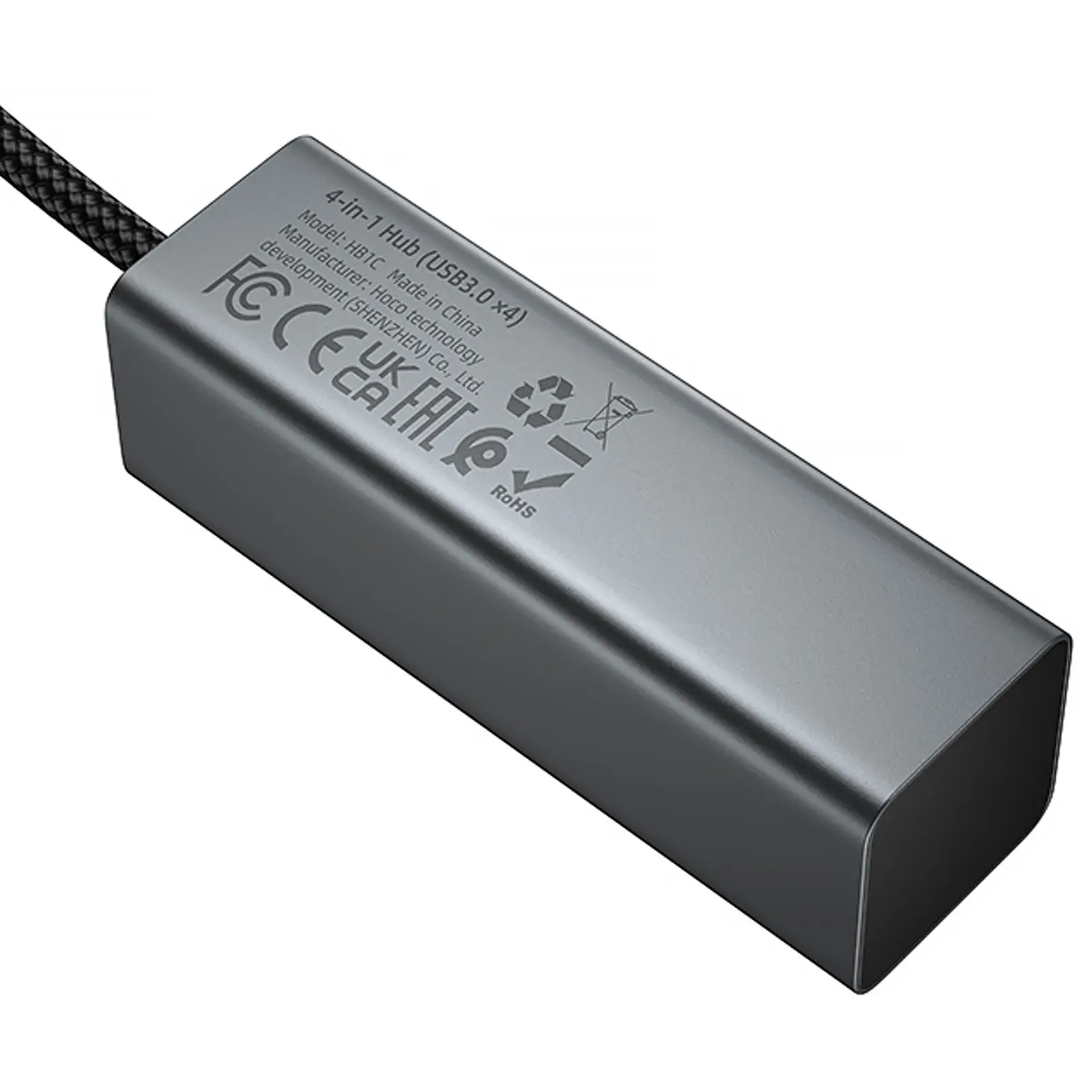 Перехідник HUB Hoco HB1C 4in1 (Type-C to 4xUSB 3.0) (0.2m), Metal gray 6, купити оптом з доставкою