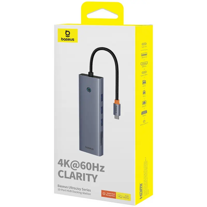 Переходник HUB Baseus UltraJoy 10-Port (Type-C to HDMI+VGA+USB3.0*3+PD+RJ45+SD/TF3+3.5mm) (80C8), Slate Grey 4, купить оптом с доставкой