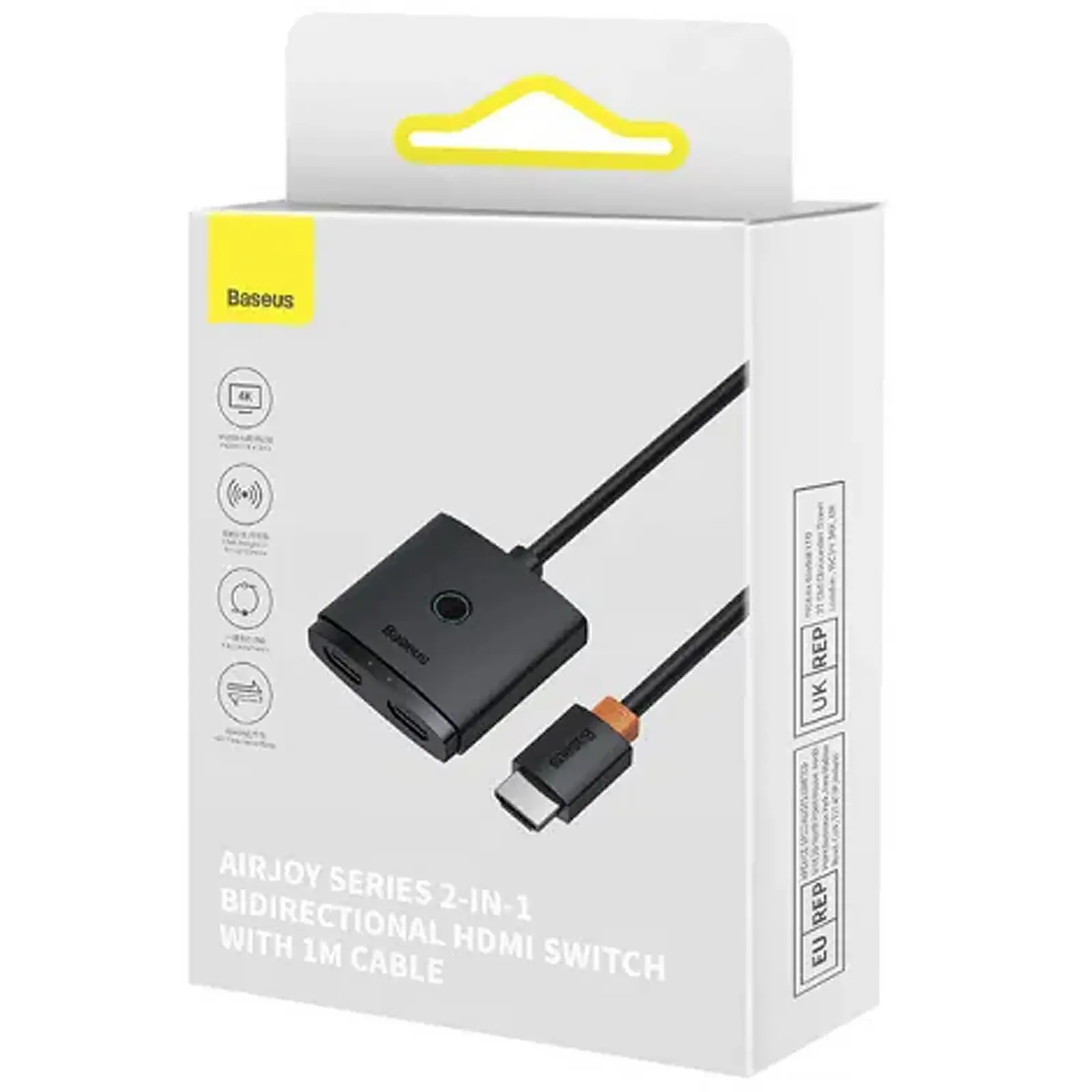 Переходник HUB Baseus AirJoy Series 2in1 HDMI to HDMI/HDMI (B01331105), Cluster Black 1, купить оптом с доставкой