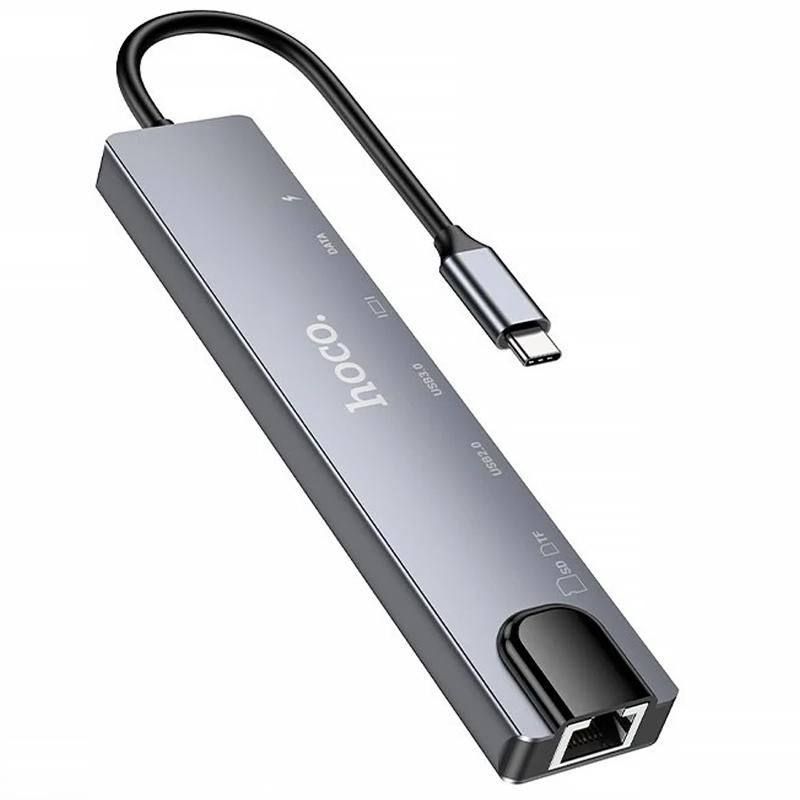 Перехідник HUB Hoco DUP09 (Type-C to HDMI+USB 3.0+USB 2.0+2xType-C+SD/TF) на малюнкі №1