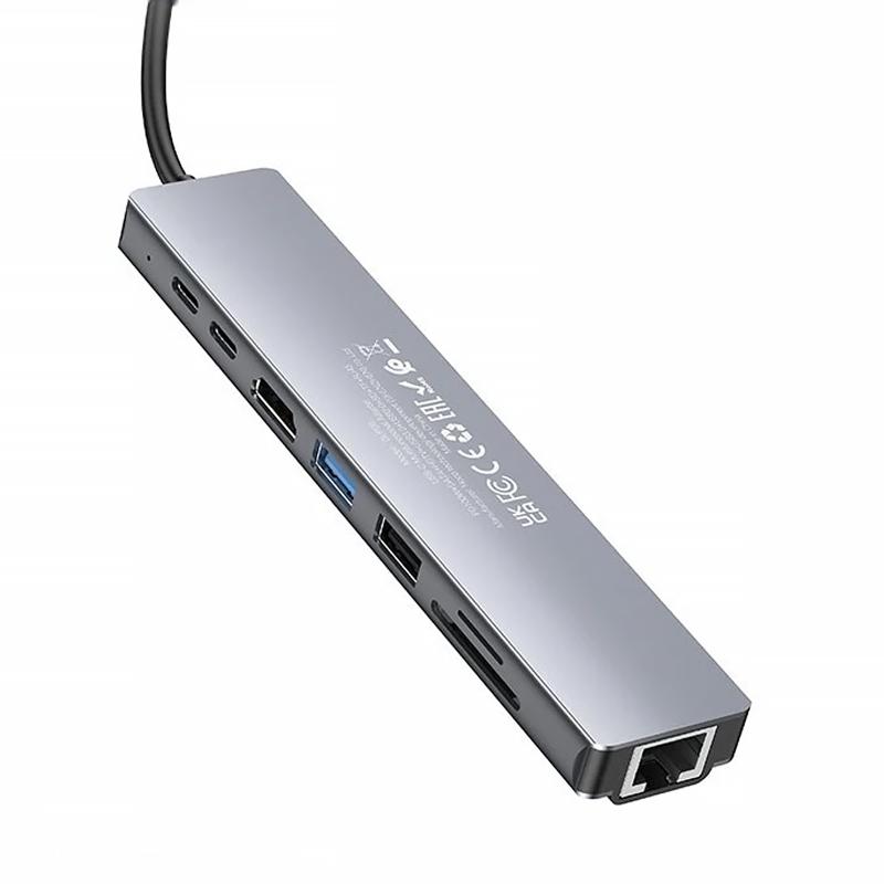 Перехідник HUB Hoco DUP09 (Type-C to HDMI+USB 3.0+USB 2.0+2xType-C+SD/TF) на малюнкі №3