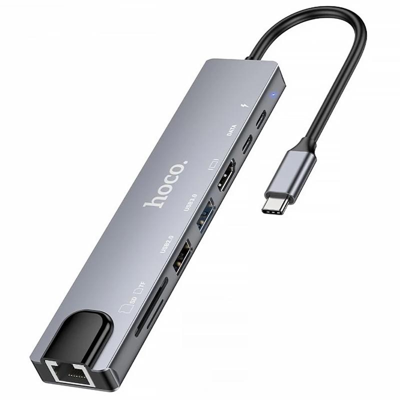 Перехідник HUB Hoco DUP09 (Type-C to HDMI+USB 3.0+USB 2.0+2xType-C+SD/TF) на малюнкі №4