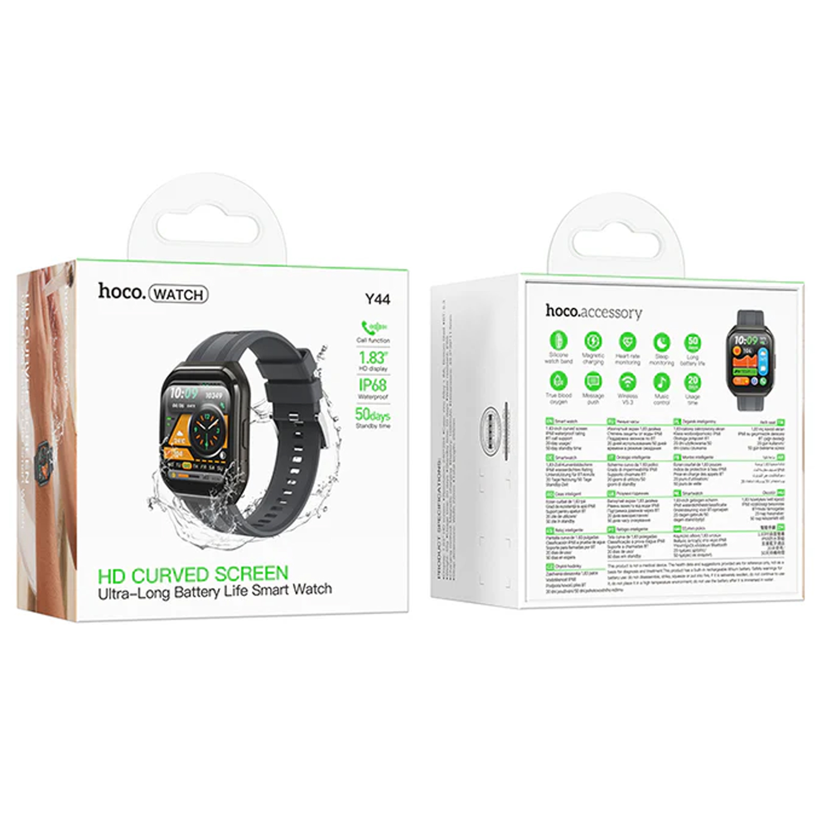 Смарт-годинник Hoco Y44 Smart sports watch (call version), Black 3, купити оптом з доставкою