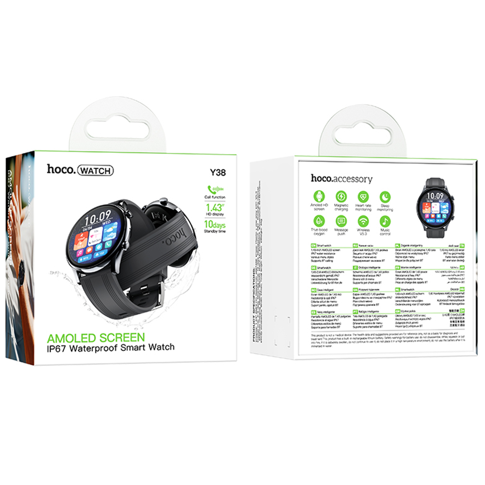 Уцінка Смарт-годинник Hoco Y38 Smart sports watch (call version), Естетичний дефект / Black 1, купити оптом з доставкою