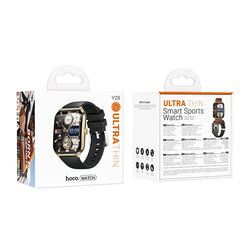 Смарт-часы Hoco Y28 Amoled Smart sports watch (call version), Gold 2, купить оптом с доставкой