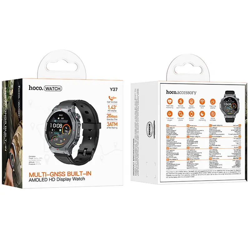 Смарт-часы Hoco Y37 Smart sports watch (call version), Black 1, купить оптом с доставкой