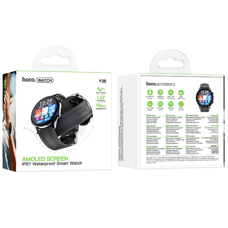 Смарт-часы Hoco Y38 Smart sports watch (call version), Black 1, купить оптом с доставкой