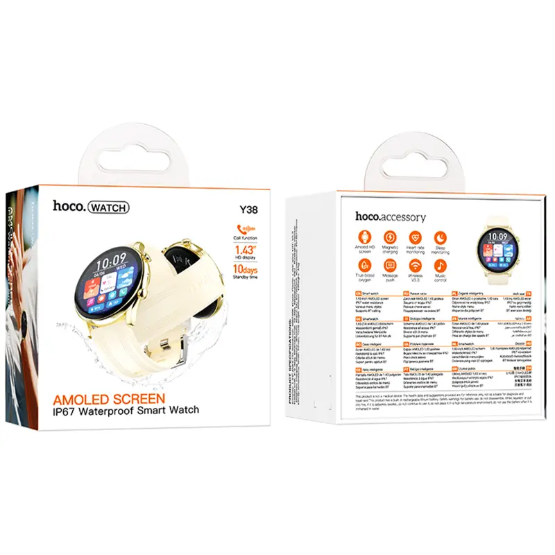 Смарт-часы Hoco Y38 Smart sports watch (call version), Gold 1, купить оптом с доставкой