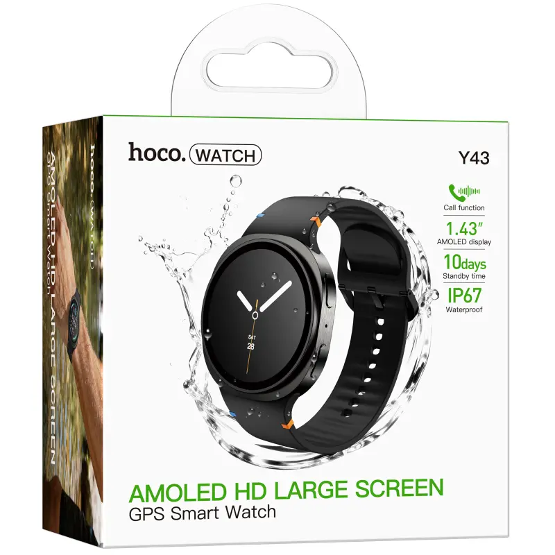 Смарт-часы Hoco Y43 Amoled Smart sports watch (call version), Black 1, купить оптом с доставкой