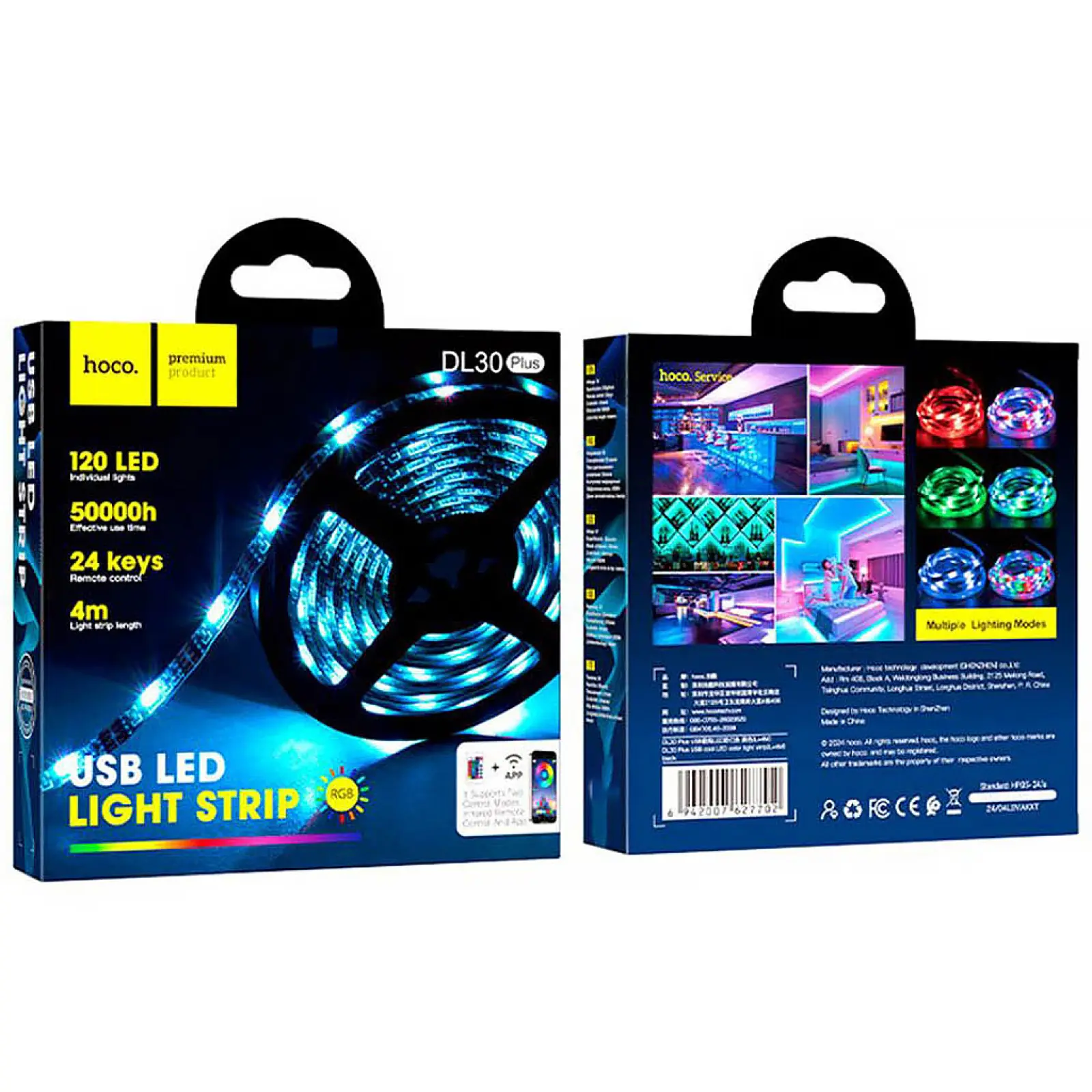 Светодиодная LED лента Hoco DL30 Plus + remote control (4m), Black 3, купить оптом с доставкой