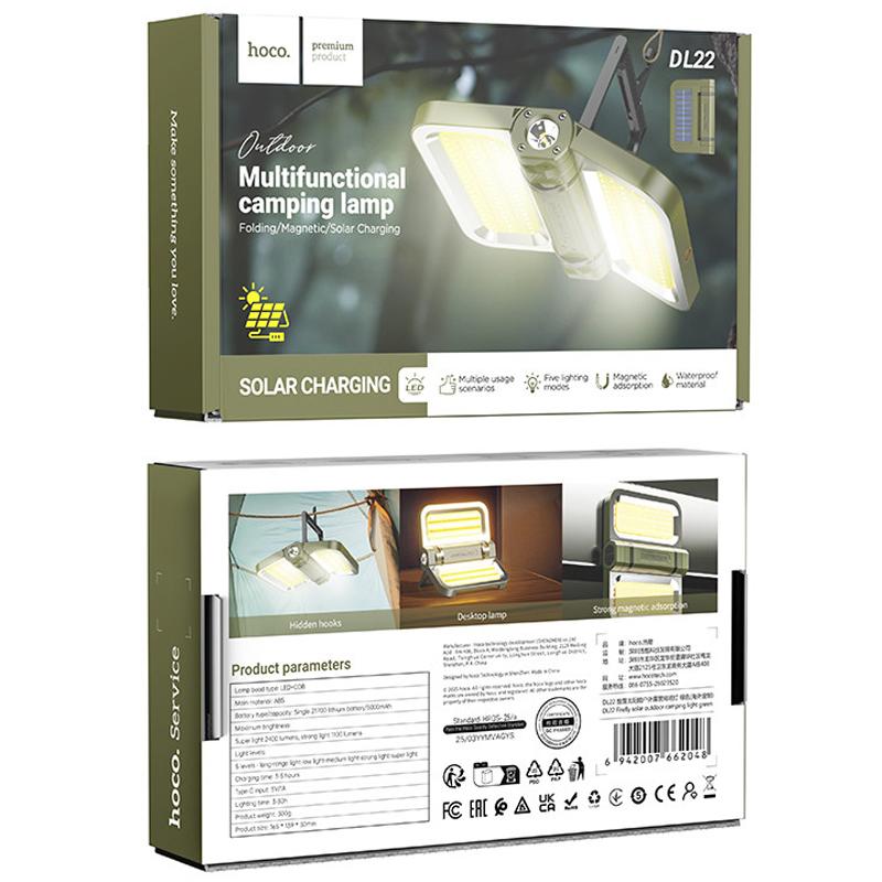 Кемпинговый фонарь Hoco DL22 solar-powered (5000 mAh) на картинке №6