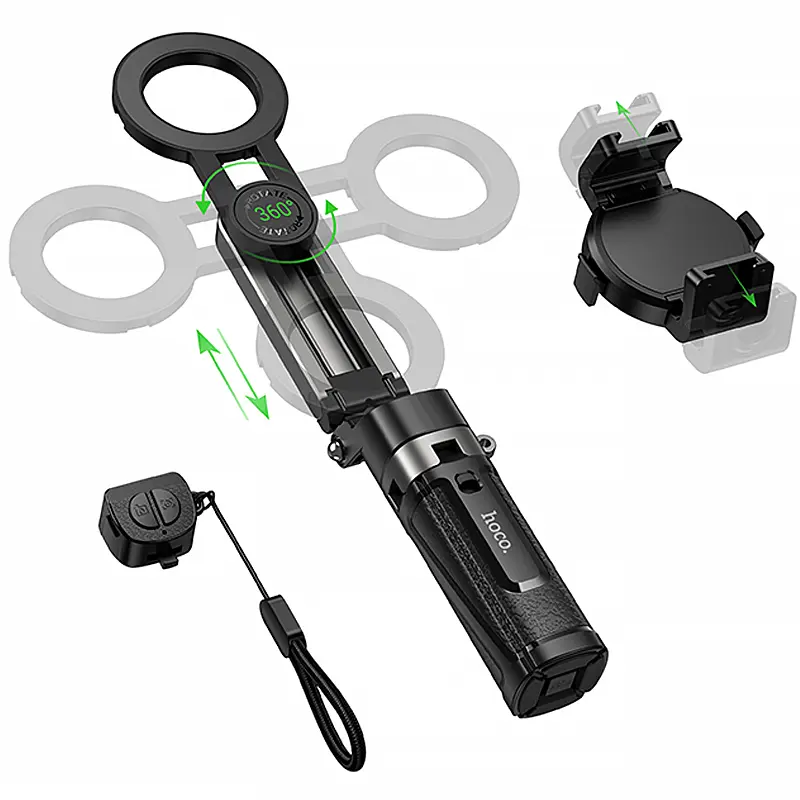 Монопод для селфи Hoco K27 Pro magnetic трипод + съемный BT пульт, Black 3, купить оптом с доставкой