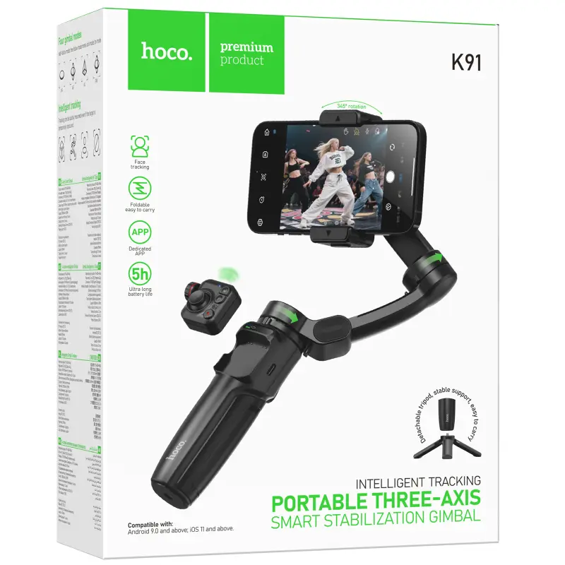 Стабілізатор Hoco K91 Support 3-axis smart gimbal, Black 1, купити оптом з доставкою