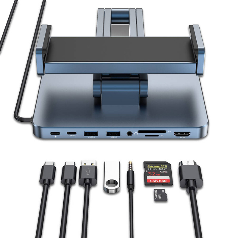 Підставка для планшетів+HUB WIWU AH801 Adjustable 8in1 (USB-C to HDMI+2xUSB-A+2xUSB-C+SD/TF+3.5mm) на малюнкі №4