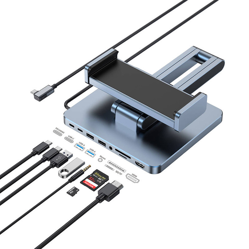 Підставка для планшетів+HUB WIWU AH801 Adjustable 8in1 (USB-C to HDMI+2xUSB-A+2xUSB-C+SD/TF+3.5mm) на малюнкі №5