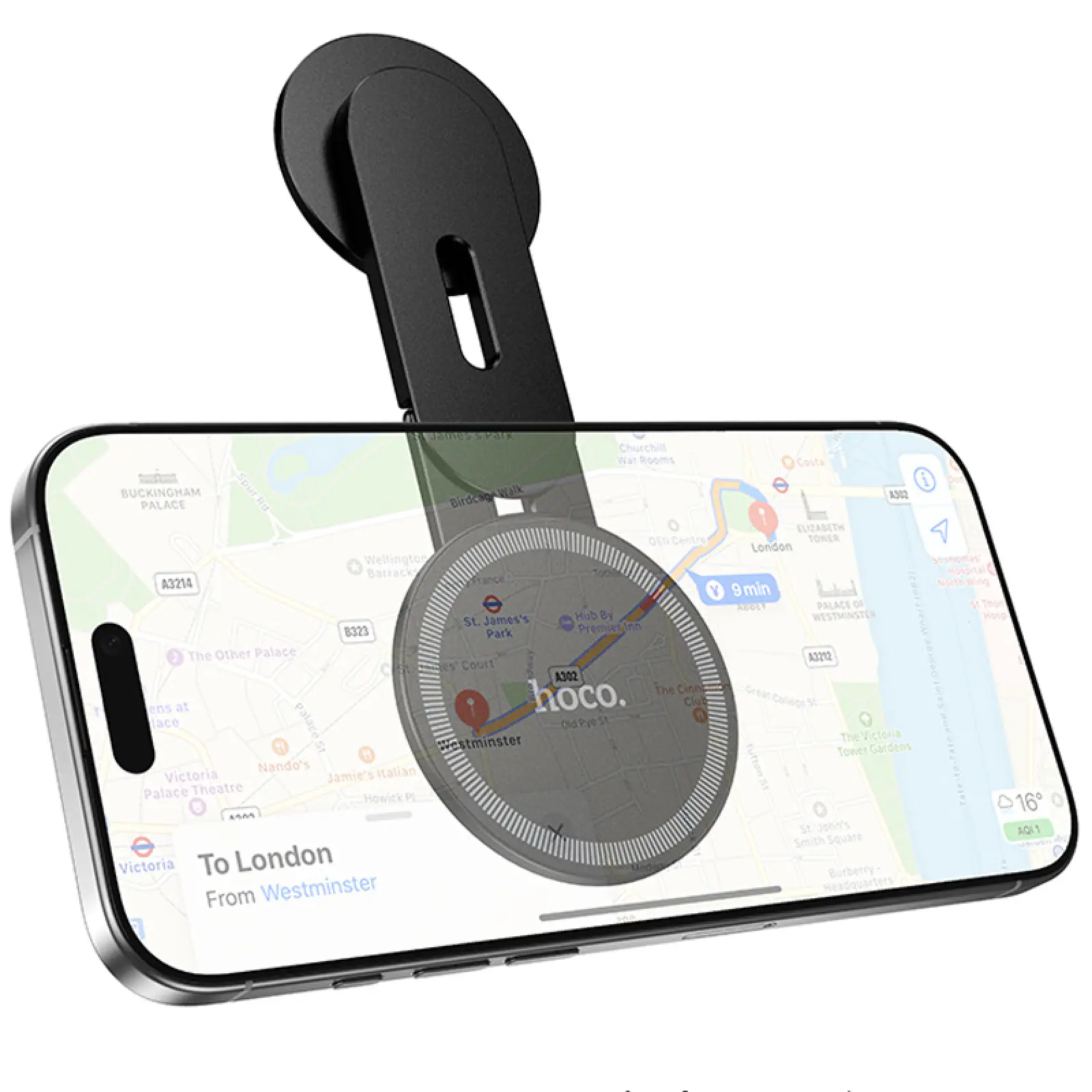 Магнитный держатель Hoco H93 Stable magnetic MagSafe for Apple, Black 2, купить оптом с доставкой