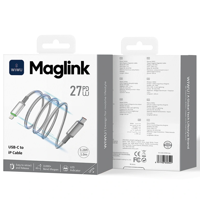 Дата кабель WIWU C083 Maglink Type-C to Lightning 27W (1m) на малюнкі №5
