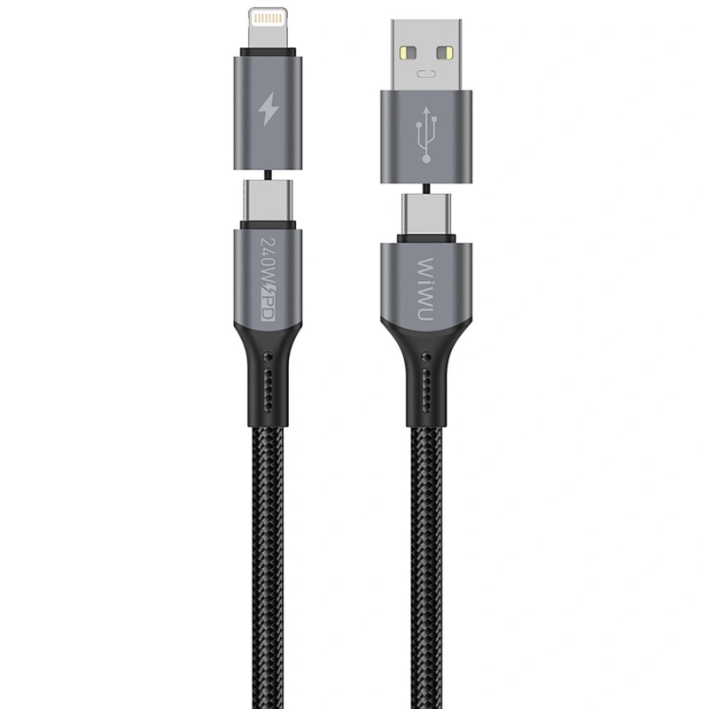 Дата кабель WIWU C077 Cyberlink Type-C to Lightning 27W (1m), Silver, купить оптом с доставкой