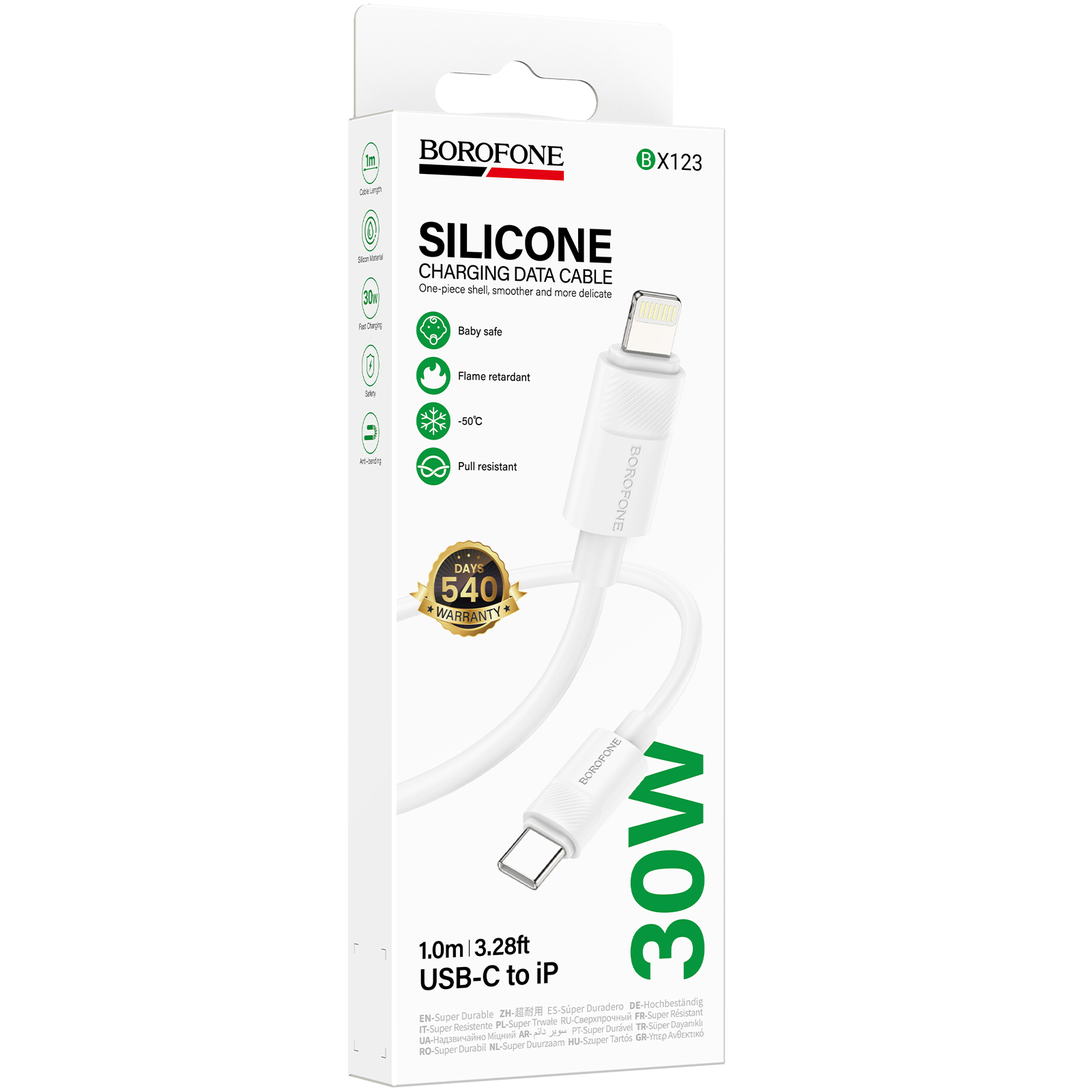 Дата кабель Borofone BX123 Leya Type-C to Lightning 30W (1m), White 1, купить оптом с доставкой