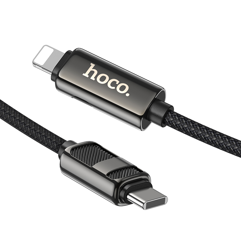 Уцінка Дата кабель Hoco U137 Line with display Type-C to Lightning 27W (1.2m), Пошкоджена упаковка / Black 3, купити оптом з доставкою